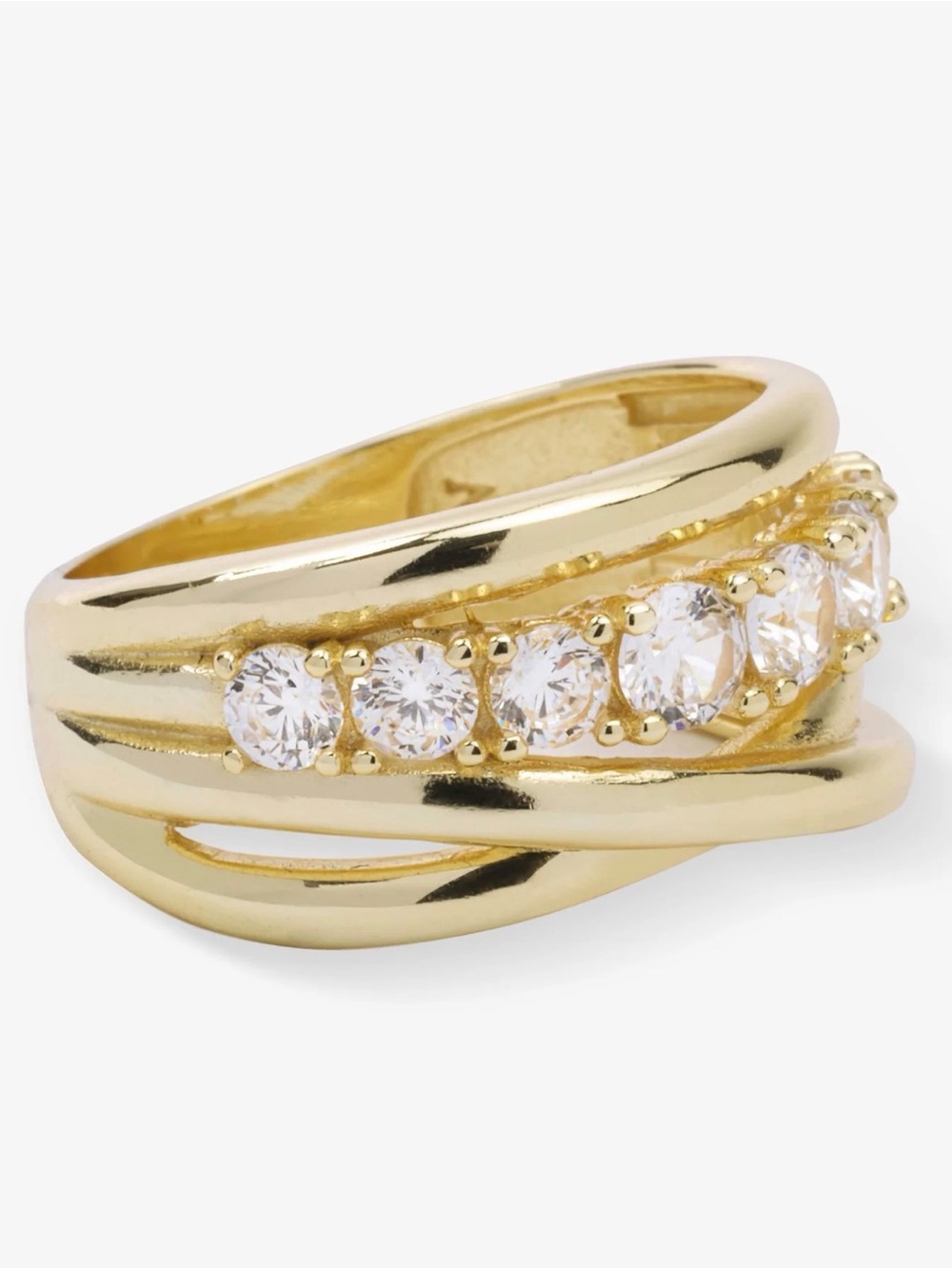 Melinda Maria Gold Multi-Row Crystal Wrap Ring Size 8